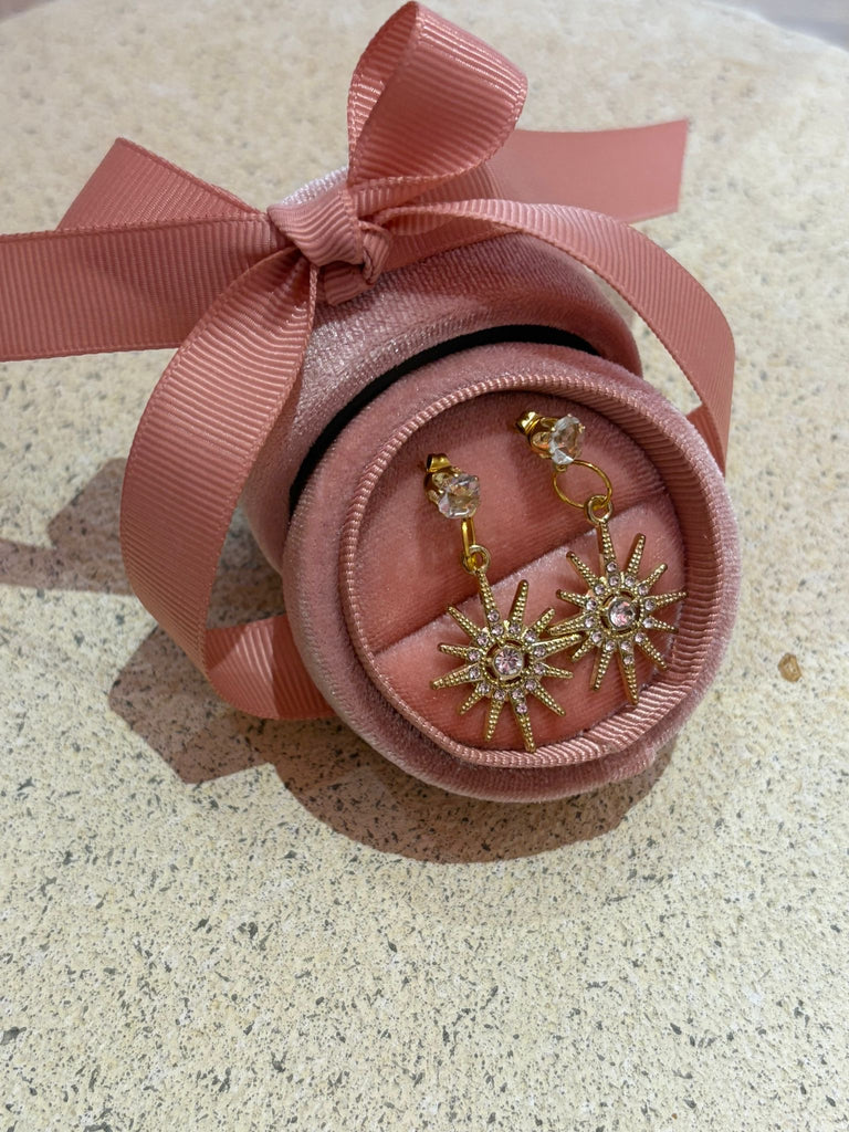Gold Starburst Earrings with crystals – Ellevera Emporium UK