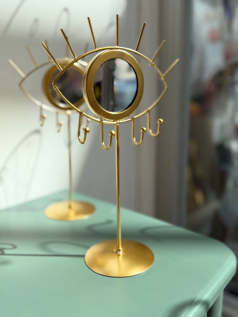 Gold eye jewellery stand with mirror – Ellevera Emporium UK